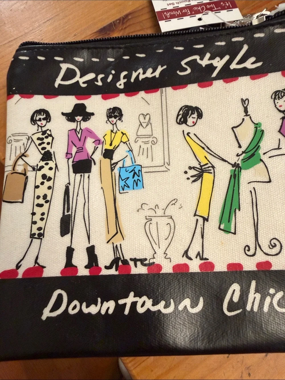 Bright Fashion City Canvas Pouch Set - Cream with Black Trim